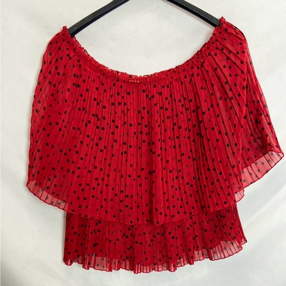 Eloquii Tops - Eloquii BNWT Plus Size- Red Polka Dot- Pleated Off-Shoulder Blouse- Size 24W